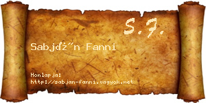 Sabján Fanni névjegykártya