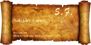 Sabján Fanni névjegykártya