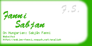 fanni sabjan business card